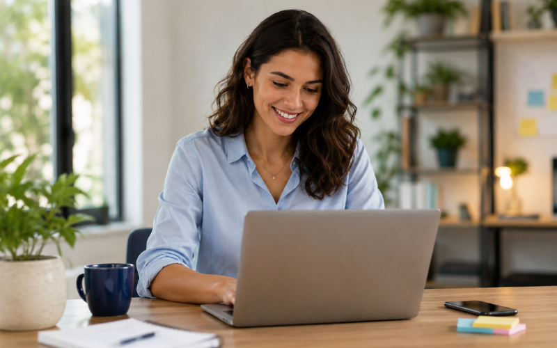 emprendedora potenciando su negocio por internet