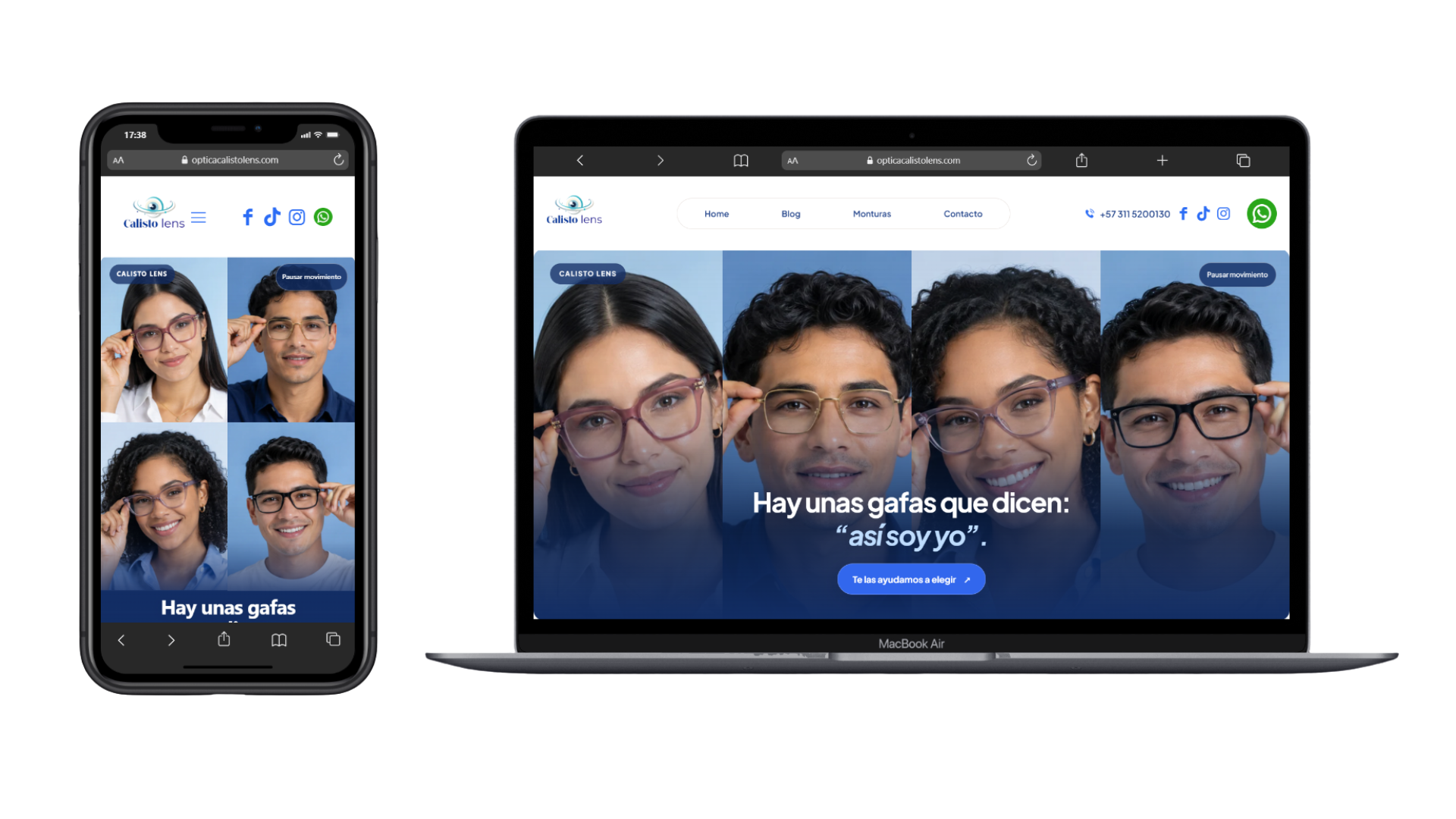 Proyecto web Calisto Lens desarrollado por Classalia