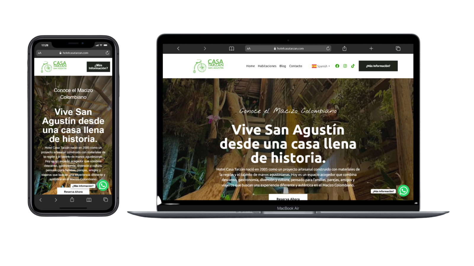Proyecto web Hotel Casa Tarzan desarrollado por Classalia