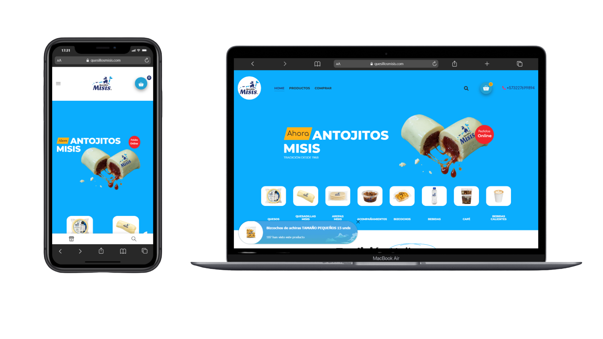 Proyecto web Quesillos Misis desarrollado por Classalia