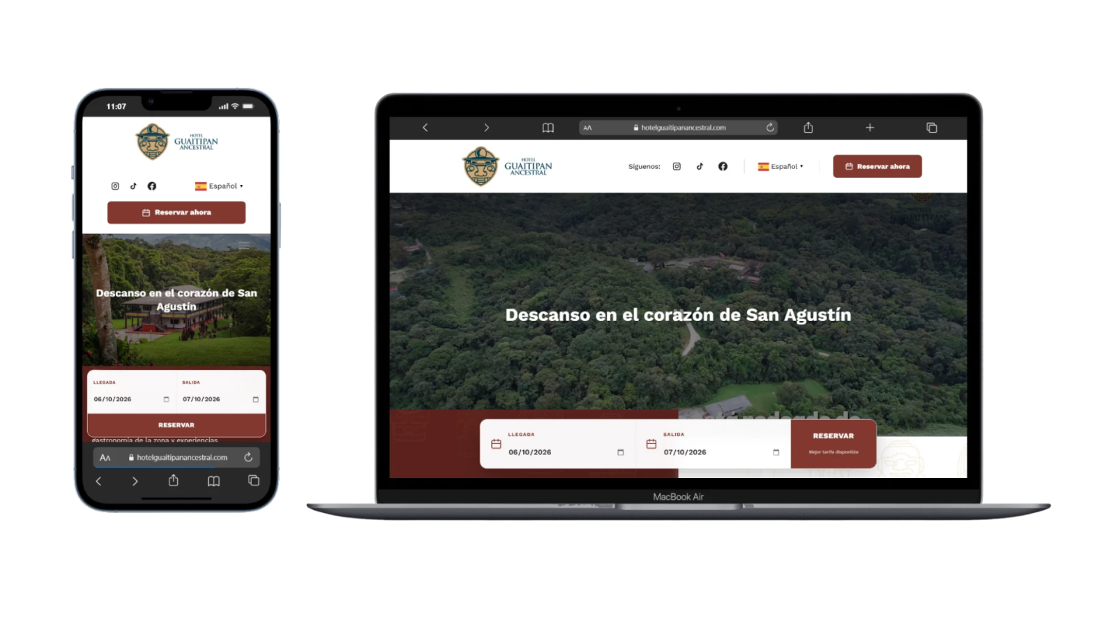 Proyecto web Hotel Guaitipán Ancestral desarrollado por Classalia