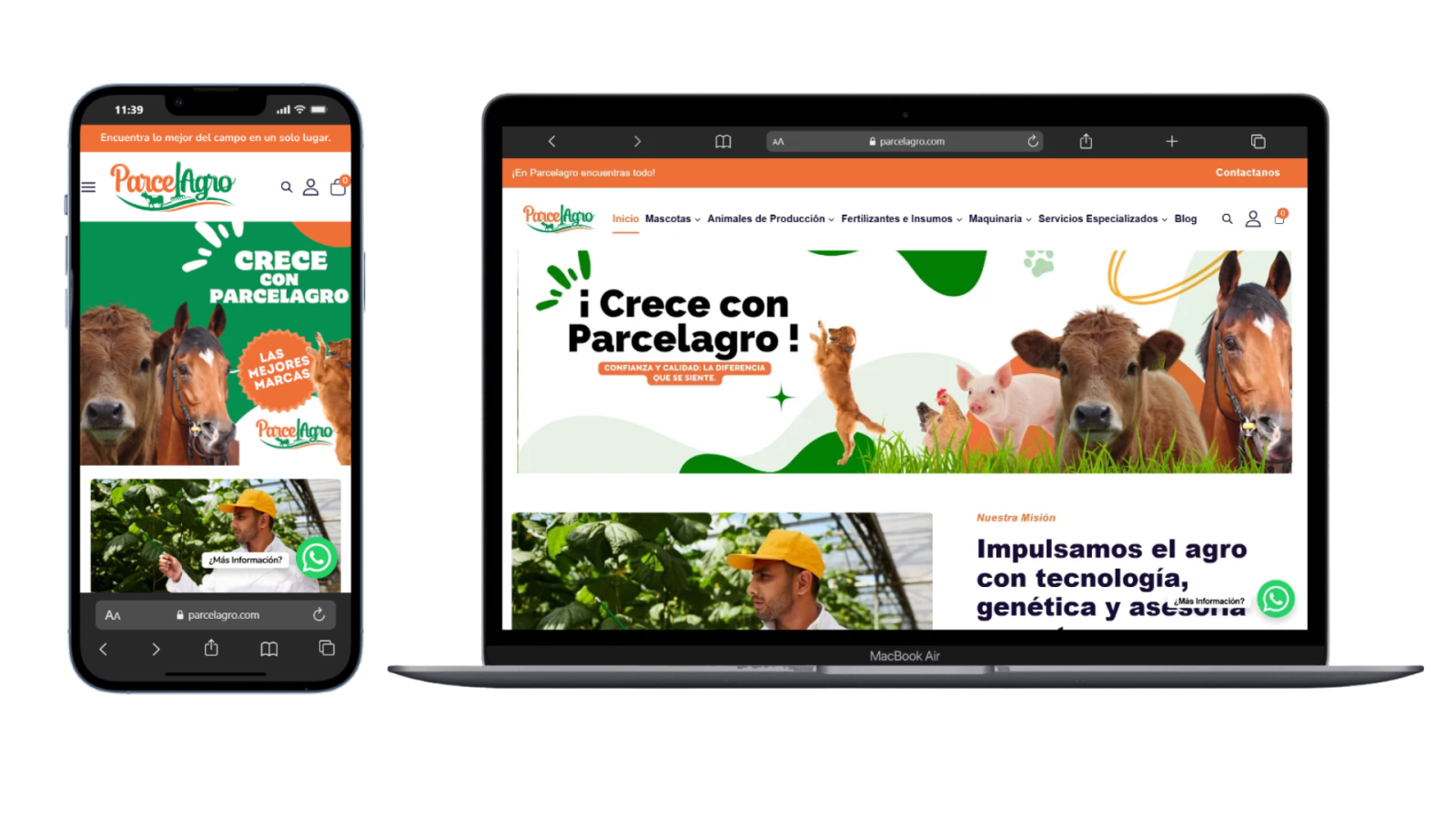 Proyecto web Parcelagro desarrollado por Classalia