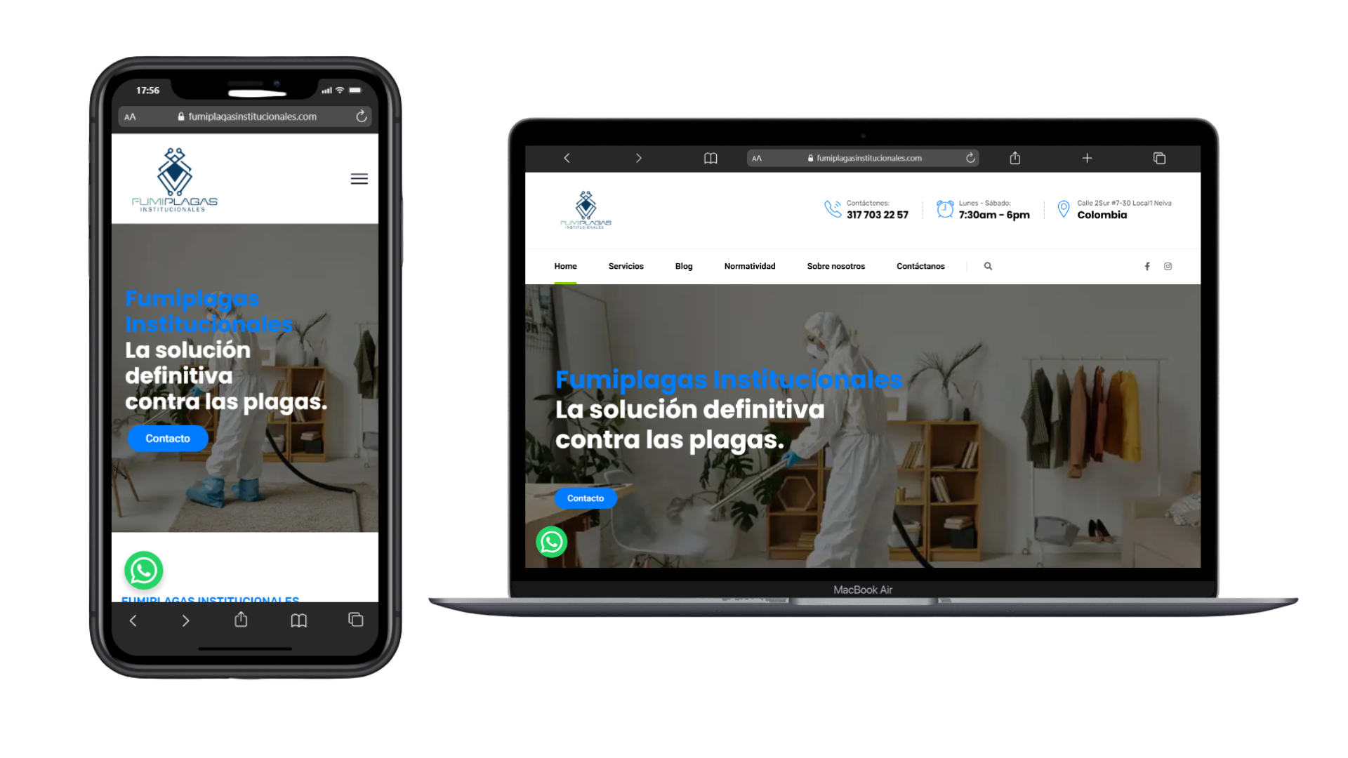 Proyecto web Fumiplagas Institucionales desarrollado por Classalia