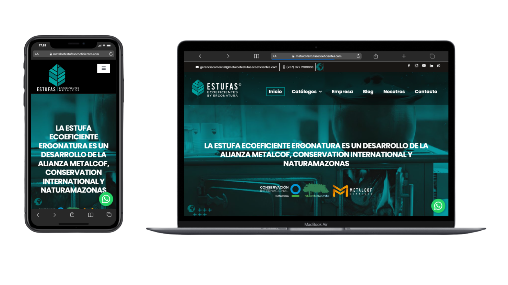 Proyecto web Metalcof Estufas Ecoeficientes desarrollado por Classalia