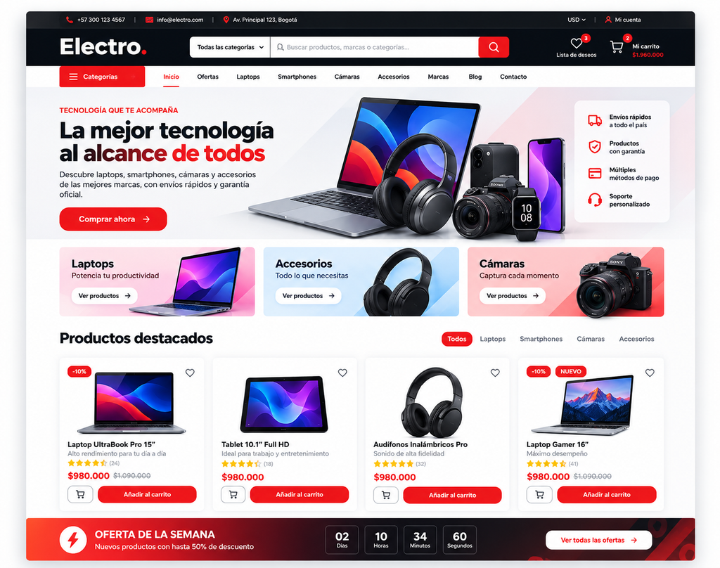 tipos de páginas web para negocios: ecommerce